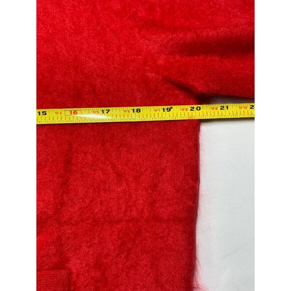 J.Crew Brushed Cashmere Cropped Cardigan Sweater Size M Holiday Red Button front - Picture 4 of 9